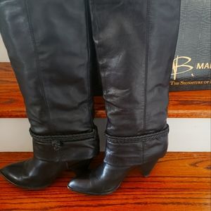 💜Designer boots B Makowsky black Leather Size 8.5